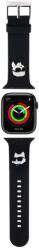 Apple Watch 6/7/8/9/10/SE (38 / 40 / 41 / 42 mm) okosóra szíj - Karl Lagerfeld Karl and Choupette Head NFT - fekete szilikon szíj - graffistore