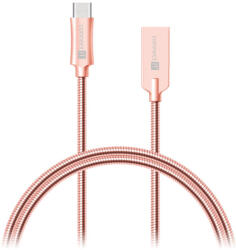 CONNECT IT Wirez Steel Knight USB-C (C típus) - USB-A, rózsaarany fém, 2, 1A, 1 m (CCA-5010-RG)