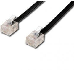 Telefonkábel 4 eres, RJ11 hím - RJ11 hím, 10 m, fekete, ADSL modemhez, economy