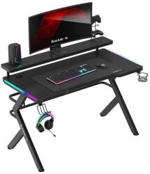 Huzaro Birou gaming cu suport pentru monitor Huzaro Hero 5.0 RGB, 120 x 60 x 69.5 cm, Aluminiu/HDF (Negru) (HZ-Hero 5.0 RGB)