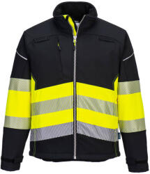 Portwest PW375 PW3 Hi-Vis Class 1 Softshell kabát (3L) Fekete/Sárga - XXL (PW-PW375BKYXXL) - megatool