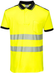 Portwest T180 PW3 Hi-Vis pólóing S/S Sárga/Fekete - XS (PW-T180YBRXS) - megatool
