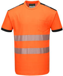 Portwest T181 PW3 Hi-Vis póló S/S Narancs/Fekete - 5XL (PW-T181OBR5XL) - megatool