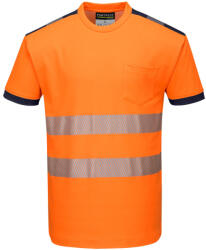 Portwest T181 PW3 Hi-Vis póló S/S Narancs/Navy - 4XL (PW-T181ONR4XL) - megatool