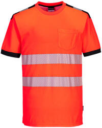 Portwest T181 PW3 Hi-Vis póló S/S Piros/Fekete - XL (PW-T181RBKXL) - megatool