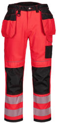 Portwest T501 PW3 Hi-Vis Holster nadrág Piros/Fekete - 36 (PW-T501RBK36) - megatool