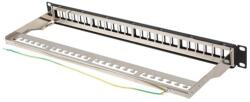 Lanberg Üres patch panel 24 port 1U 19" FTP, árnyékolt, tehermentesítővel, fekete PPKS-0924-B (PPKS-0924-B)