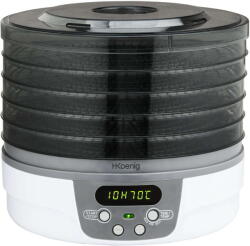 H. Koenig DSY700 Szárító, 250W, élelmiszer, gyümölcs, zöldség, fűszerek, digitális vezérlés, 5 mozgatható és cserélhető tálca, könnyen használható (DSY700)