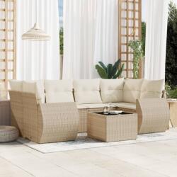 vidaXL 7 részes bézs polyrattan kerti ülőgarnitúra párnákkal (3253455)