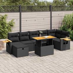 vidaXL 5 részes fekete polyrattan kerti kanapészett párnákkal (3328140)