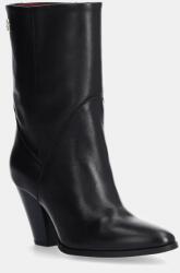 Tommy Hilfiger bőr csizma MID COWBOY HEEL LEATHER fekete, női, magassarkú, FW0FW08253 - fekete Női 41