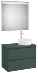 Roca Ona 2 fiókos mosdószekrény 79, 4x45, 7x58, 3 cm és tükör LED világítással, jobbos / matt zöld A851715513 (A851715513)