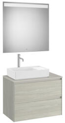 Roca Ona 2 fiókos mosdószekrény 79, 4x45, 7x58, 3 cm és 80x80 cm-es tükör LED világítással, balos / világos tölgy A851717512 (A851717512)