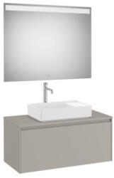 Roca Ona 1 fiókos mosdószekrény 99, 4x45, 7x44, 3 cm és tükör LED világítással, homokszürke A851714510 (A851714510)