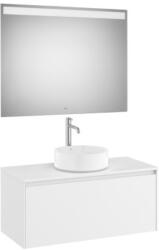 Roca Ona 1 fiókos mosdószekrény 99, 4x45, 7x44, 3 cm és tükör LED világítással, matt fehér A851714509 (A851714509)