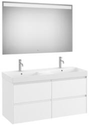 Roca Ona 4 fiókos mosdószekrény 120x46x64, 5 cm kerámia mosdóval és tükör LED világítással, matt fehér A851710509 (A851710509)