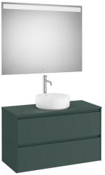 Roca Ona 2 fiókos mosdószekrény 99, 4x45, 7x58, 3 cm és 100x80 cm-es tükör LED világítással, matt zöld A851718513 (A851718513)
