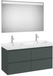 Roca Ona 4 fiókos mosdószekrény 120x46x64, 5 cm kerámia mosdóval és tükör LED világítással, matt zöld A851710513 (A851710513)