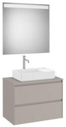 Roca Ona 2 fiókos mosdószekrény 79, 4x45, 7x58, 3 cm és tükör LED világítással, homokszürke A851716510 (A851716510)