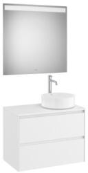 Roca Ona 2 fiókos mosdószekrény 79, 4x45, 7x58, 3 cm és tükör LED világítással, jobbos / matt fehér A851715509 (A851715509)
