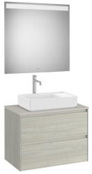 Roca Ona 2 fiókos mosdószekrény 79, 4x45, 7x58, 3 cm és tükör LED világítással, világos tölgy A851716512 (A851716512)