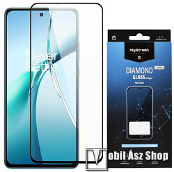 MyScreen DIAMOND GLASS LITE EDGE előlap védő karcálló edzett üveg - FEKETE - 9H, 0.33 mm, A teljes felületén tapad, a teljes kijelzőt védi - OnePlus Nord CE4 Lite (MD9450DGLFG)