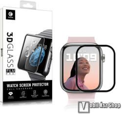 Mocolo okosóra előlap védő karcálló edzett üveg, 1db, 9H, 3D, A teljes felületén tapad, A teljes kijelzőt védi, Fekete, Apple Watch Series 7, 8, 9 41mm