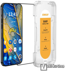 ENKAY HAT PRINCE EasyInstall előlapvédő karcálló edzett üveg - FEKETE - 9H, A teljes felületén tapad + felhelyező segédkeret - A TELJES KIJELZŐT VÉDI! - SAMSUNG Galaxy A54 (SM-A546) / Galaxy S23 FE (SM-S711