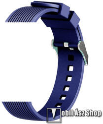DEVIA Deluxe Sport okosóra szíj, Sportoláshoz, Szilikon, Állítható, Csíkos, 20mm széles, Sötétkék, Garmin Forerunner 165, Forerunner 158, Forerunner 55, vívomove Trend, vívoactive 5, Venu Sq 2 40mm, Samsung