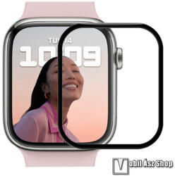 Mocolo okosóra előlap védő karcálló edzett üveg, 1db, 9H, 3D, A teljes felületén tapad, A teljes kijelzőt védi, Fekete, Apple Watch Series 7, 8, 9 45mm