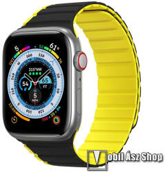 DUX DUCIS LD Series okosóra loop szíj - FEKETE / SÁRGA - mágneses, szilikon - Apple Watch Series 1/2/3 42mm / 4/5/6/SE 44mm / 7/8 45mm / 10 46mm / Ultra / Ultra 2 49mm