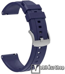  Okosóra szíj - SÖTÉTKÉK - szilikon, állítható méret, 122mm + 91mm hosszú, 18mm széles - HUAWEI Watch GT 4 41mm / TalkBand B5 / Xiaomi Mi Watch (For China Market) / Fossil Gen 4