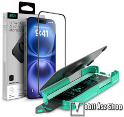 ESR Apple iPhone 16 Plus, ESR ARMORITE, Előlap védő karcálló edzett üveg, 1db, 9H, Felhelyezést segítő keret, A teljes kijelzőt védi, Fekete