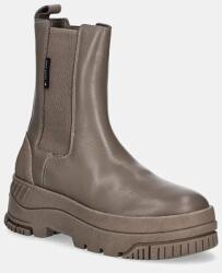 Tommy Jeans bőr bokacsizma TJW CHELSEA FLATFORM BOOT barna, női, platformos, EN0EN02597 - barna Női 37