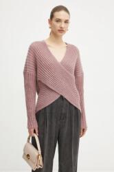 TWINSET gyapjú pulóver meleg, női, rózsaszín, 242TT3374 - rózsaszín M/L