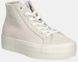 Calvin Klein velúr teniszcipő VULC FLATFORM LACEUP MID MG S bézs, YW0YW01584 - bézs Női 37