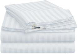 Ralex Pucioasa Cearsaf pat extra large 300x400 cm Damasc Bumbac 100% tip Hotel cu dunga 1 cm, Alb