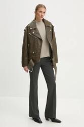 Stand Studio bőrdzseki Irene Jacket női, zöld, átmeneti, oversize, 62273-7680 - zöld 40