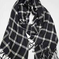 Női sál CASHMERE kockás 50% kasmír gyapjú 70 cm x 200 cm Fekete