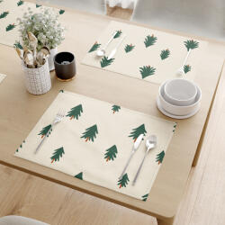 Goldea karácsonyi reggeliző alátét - extra erős 100% - os pamut - karácsonyfák bézs alapon - 2db 30 x 40 cm