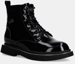 Goe bőr csizma fekete, női, téliesített, lapos talpú, OO2N4109 BLACK - fekete Női 36