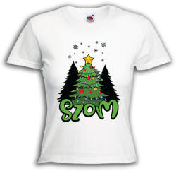  Karácsonyfa - SZOM - Karácsonyi Női Póló (kanoipolo1)