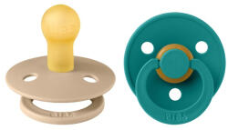 BIBS - Set 2 suzete Colour Latex, tetina rotunda, 0 luni +-Scuba/Taupe