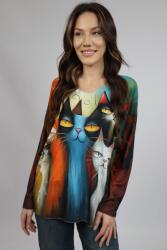 FashionLand BLUZA SOFT CU MANECA LUNGA GULER V CAT EYE NEKO TALIE UNICA Multicolora