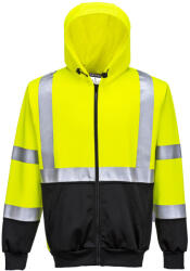 Portwest B315 Hi-Vis kéttónusú kapucnis pulóver Sárga/Fekete - XXL (PW-B315YBRXXL) - megatool