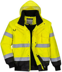 Portwest C465 Hi-Vis 3 az 1-ben kontrasztos bomber dzseki Sárga/Fekete - XL (PW-C465YBRXL) - megatool
