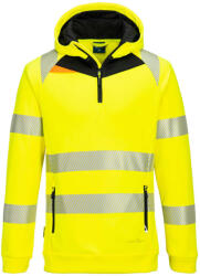 Portwest DX482 DX4 Hi-Vis 1/4 zippzáras kapucnis pulóver Sárga/Fekete - XXL (PW-DX482YBRXXL) - megatool