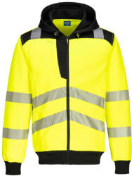 Portwest PW327 PW3 Hi-Vis zippzáras kapucnis pulóver Sárga/Fekete - 4XL (PW-PW327YBR4XL) - megatool