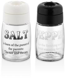 LUXPLASTIC IRIS C-00382 Motto Salt&Pepper üveg fűszerszóró 2*100ml, fekete vagy elefántcsont színű (C-00382) - mentornet