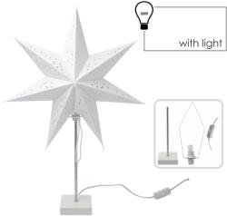 Inlea4Fun LED karácsonyi dísz papír csillag állvánnyal 45 x 45 x 67 cm - fehér (AIP9218)
